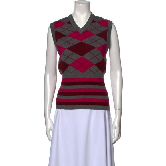 Molly Goddard Striped V-Neck Sweater Multi - S - Picture 1 of 3
